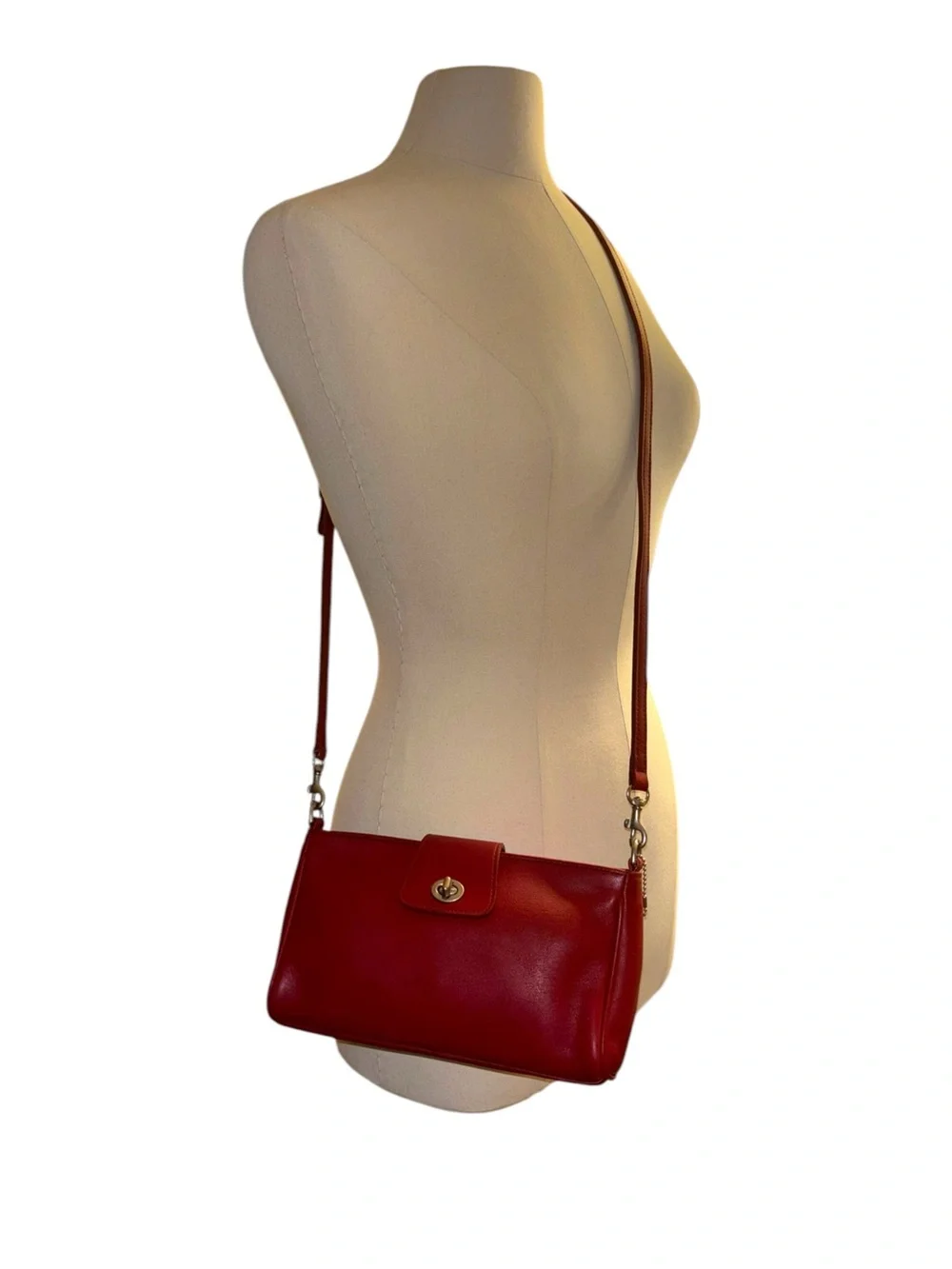 Vintage Coach Red Leather Legacy Demi Flap Crossbody Bag 9154 - Made in USA